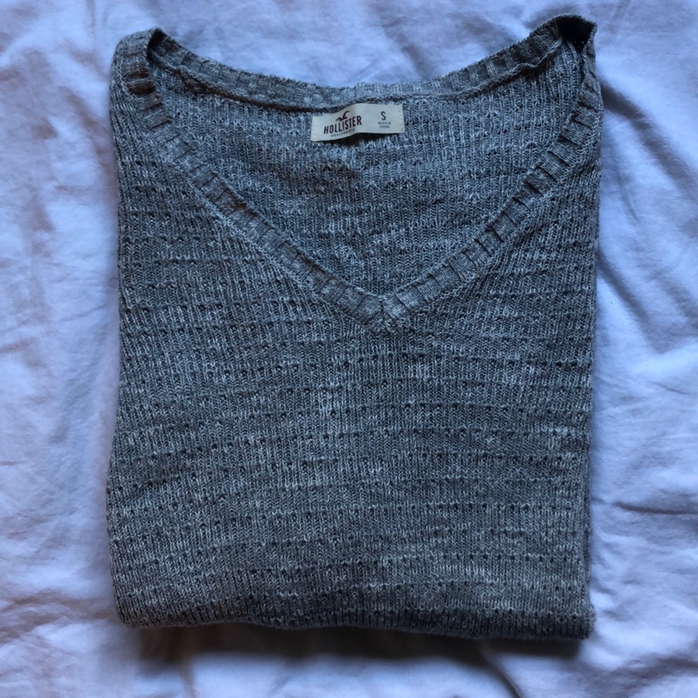 NWOT Grey V-Neck Hollister Sweater